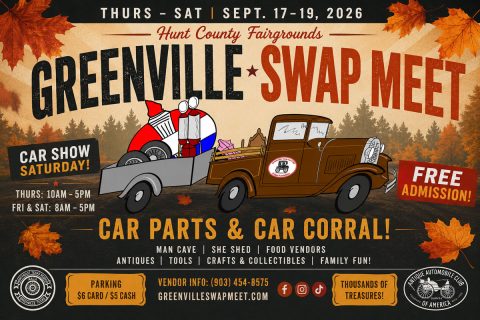 Next Greenville Swap Meet to be held September 17-19, 2026